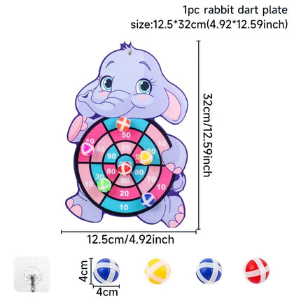 Dart Board for Kids with 3 Sticky Balls Indoor Outdoor Sport Party Games Cartoon Animal Dart Board Toys Christmas Gift