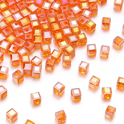 Faceted Glass Crystal Beads - Colorful Cube Spacer Beads for DIY Jewelry (50pcs, 4/6/8mm)