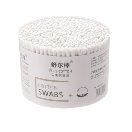 500-pc Disposable Cotton Swab Box With Double End Round Head For Makeup And Makeup Removal, Multi-purpose