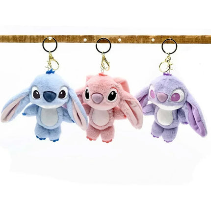 Stitch & Angel Plush Keychain - Soft Stuffed Bag Charm
