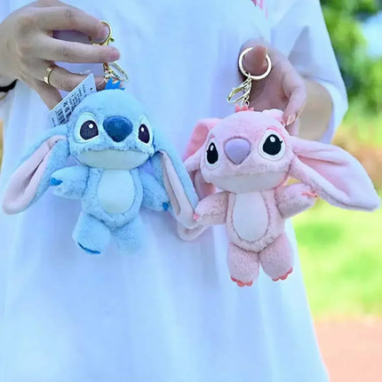 Stitch & Angel Plush Keychain - Soft Stuffed Bag Charm