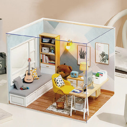 Wooden Miniature Dollhouse Kit - DIY 3D Assembly with Furniture