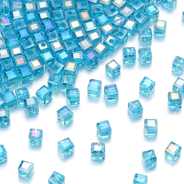 Faceted Glass Crystal Beads - Colorful Cube Spacer Beads for DIY Jewelry (50pcs, 4/6/8mm)