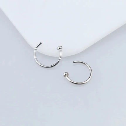 316L Stainless Steel Fake Nose Rings Set - Non-Piercing Hoop Studs for Women & Men (2/6pcs)