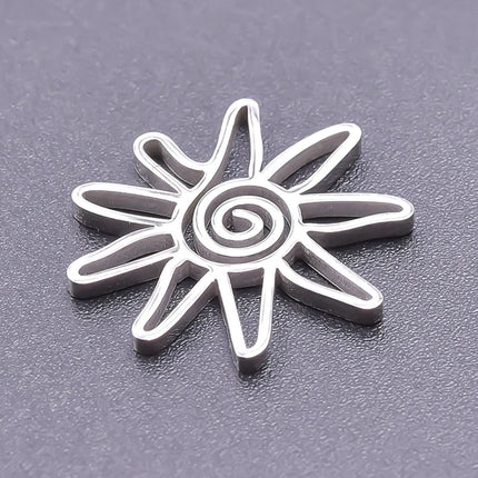 Stainless Steel Celestial Charms - Heart Sun Moon Star Pendants for DIY Jewelry (5pcs)