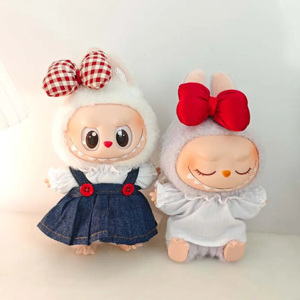 Labubu Doll Jean Dress Set - 15-17cm Bowknot Outfit