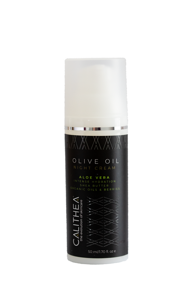 Calithea Olive Oil Night Cream – 96.7% Natural with Shea Butter, Argan Oil & Berries
