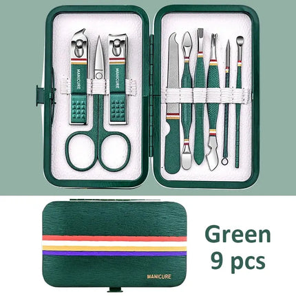 Professional 6-9 pc Manicure Set With Leather Case