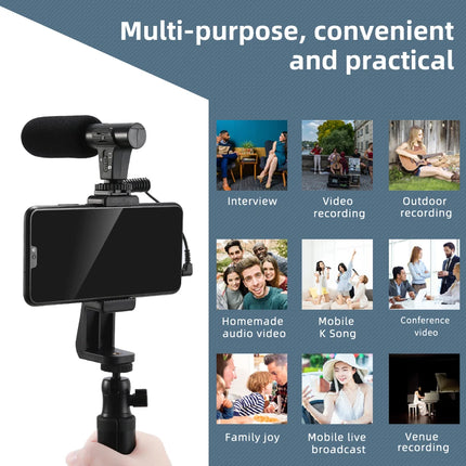 Video Recording Microphone with Spring Cable - Plug & Play for Camera & Phone