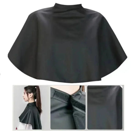 Black Short Square Waterproof Hairdressing Cape – Professional Salon Barber Hair Cutting Wrap & Dyeing Tool