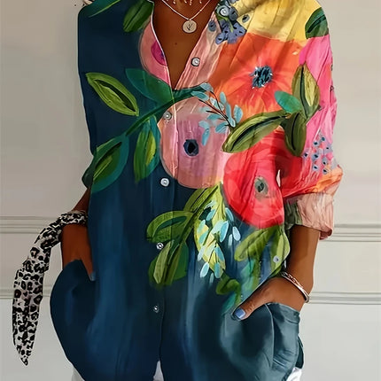 Striped Button-Down Shirt - Long Sleeve Casual Blouse