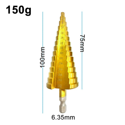 Titanium Step Drill Bit Set - Hex Shank Pagoda Drill 3-32mm