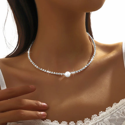 Silver Color Sparkling Necklace For Women Trendy Clavicle Chain Choker Girls Korean Wedding Party Jewelry Accessories