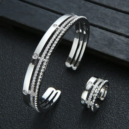 Luxury Dubai Bangle & Ring Set - 2-Piece Fashion Jewelry for Women
