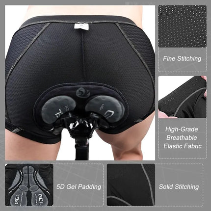 X-TIGER Cycling Underwear - 5D Gel Padded MTB Boxer Shorts for Road Cycling