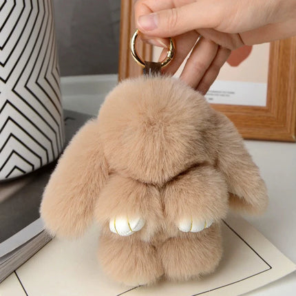 15cm Rabbit Fur Keychain - Luxury Bag & Car Pendant Accessory