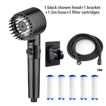 Handheld Shower Head Filter 3 Modes High Pressure Massage Spa Water Saving with ON/OFF Switch for Bathroom