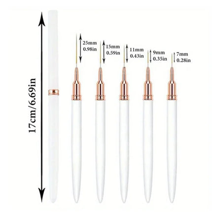 Professional Nail Art Manicure Liner Brushes, 5-pc Set