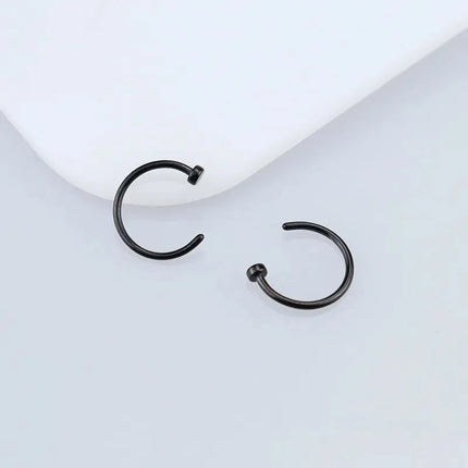 316L Stainless Steel Fake Nose Rings Set - Non-Piercing Hoop Studs for Women & Men (2/6pcs)