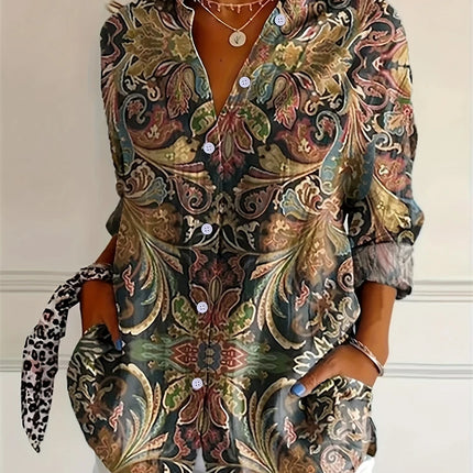 Striped Button-Down Shirt - Long Sleeve Casual Blouse