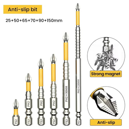 PH2 Magnetic Screwdriver Bits Set - Non-Slip Hardness Drill Bits 25-150mm