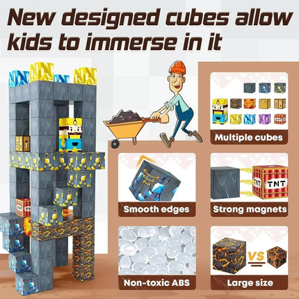 Magnetic Building Blocks - Mine World STEM Construction Set