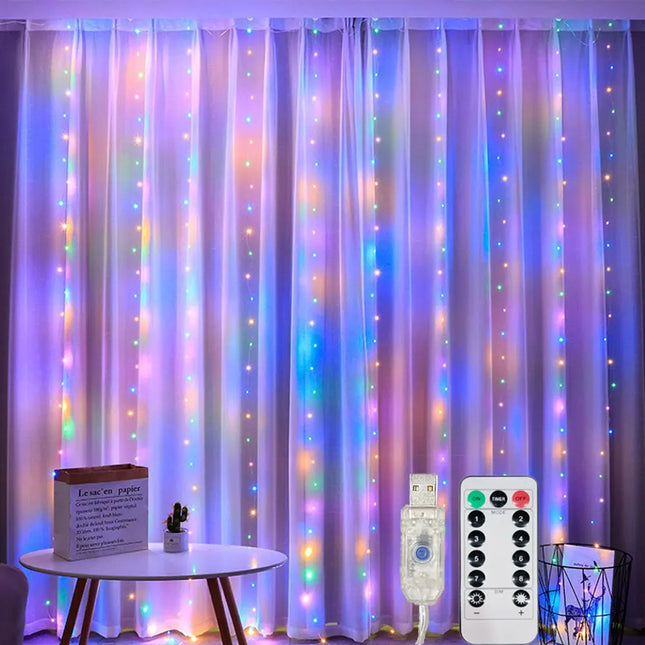 USB Curtain String Lights - 8 Modes LED Fairy Lights