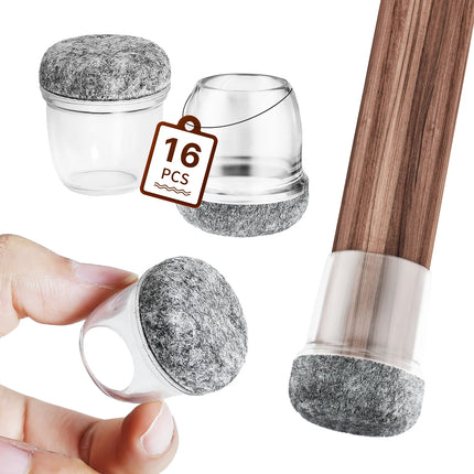 Silicone Chair Leg Floor Protectors - 16PCS Non-Slip Felt Pads