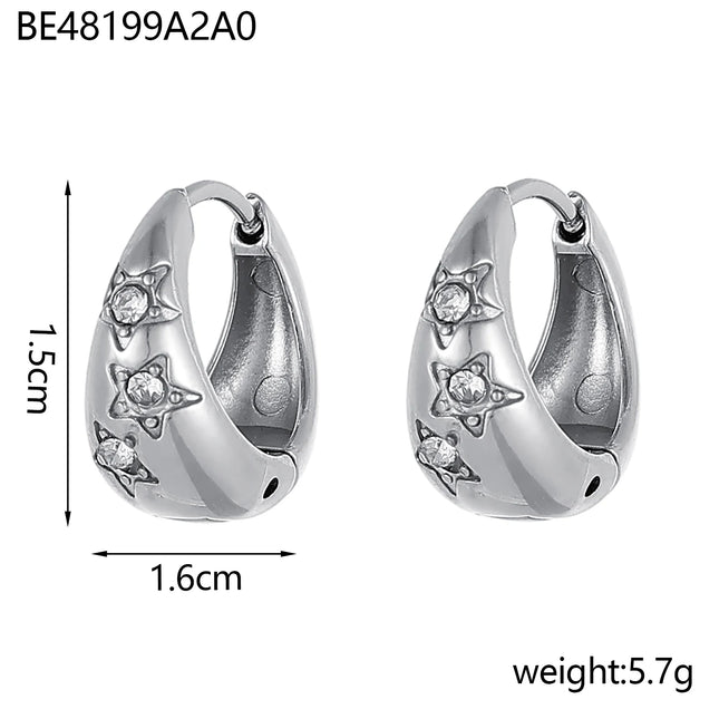 Gold Plated Zirconia Hoop Earrings - Stainless Steel Huggie Hoops for Women