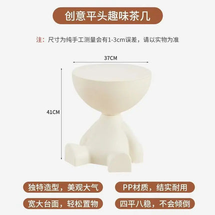 Cream Round Coffee Table - Modern Plastic Side Table