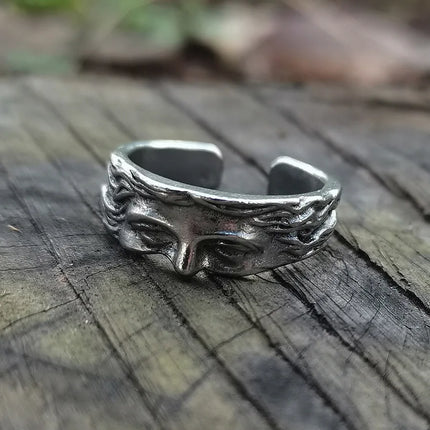 2026 Creative Venus Half Mask Ring For Men Vintage Carving Opening Adjustable Ring Fashion Jewelry Gifts