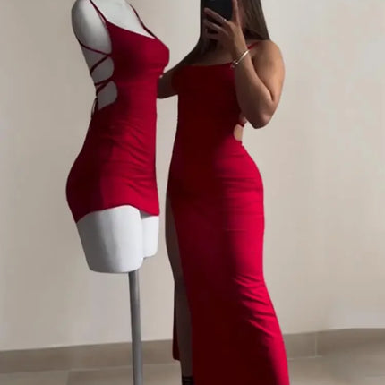 Halter Strap Bodycon Dress - Fitted Mini Dress