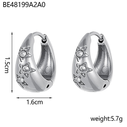 Gold Plated Zirconia Hoop Earrings - Stainless Steel Huggie Hoops for Women