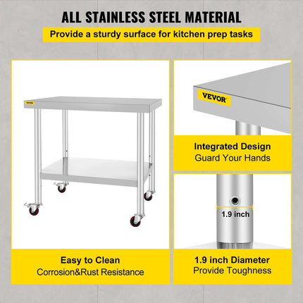Stainless Steel Kitchen Prep Table - Commercial Work Station