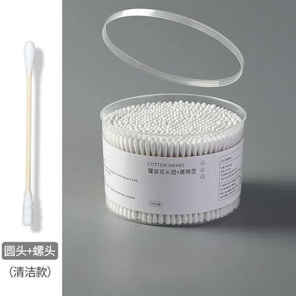 500-pc Disposable Cotton Swab Box With Double End Round Head For Makeup And Makeup Removal, Multi-purpose