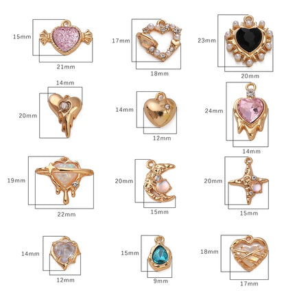 Luxury AB Rhinestone Charms - Heart Butterfly Rose Pendant for DIY Jewelry Making