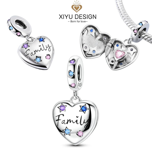 925 Sterling Silver Love Heart Ring Box Charm - Valentine's Day Bead for DIY Jewelry