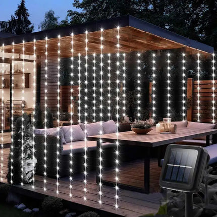 Solar Curtain String Lights - 300 LED Waterproof Outdoor Lights