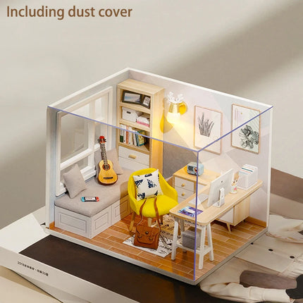 Wooden Miniature Dollhouse Kit - DIY 3D Assembly with Furniture
