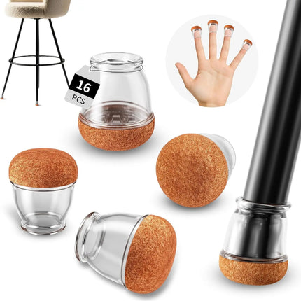 Silicone Chair Leg Floor Protectors - 16PCS Non-Slip Felt Pads