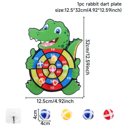 Dart Board for Kids with 3 Sticky Balls Indoor Outdoor Sport Party Games Cartoon Animal Dart Board Toys Christmas Gift