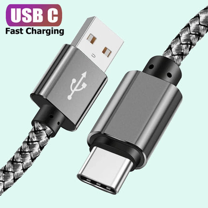 USB-A to Type-C Nylon Braided Cable - 2A Fast Charging 1m/2m/3m