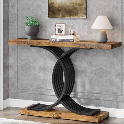 Gold Console Table - Faux Marble Entryway Table 39"