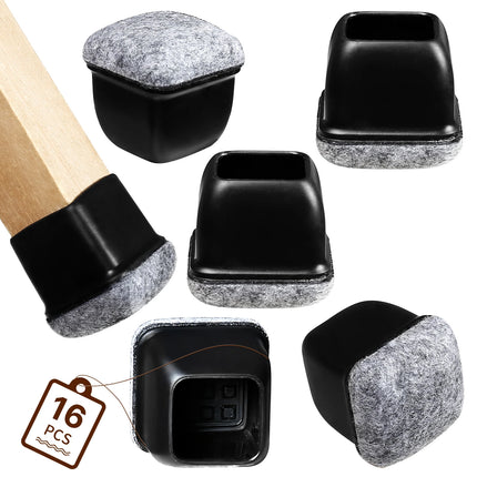 Silicone Chair Leg Floor Protectors - 16PCS Non-Slip Felt Pads