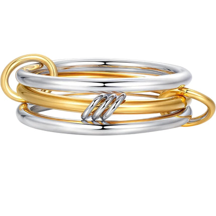 Two-Color Four-Ring Copper Jewelry Set - Hypoallergenic Ins Style Stacking Rings