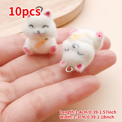 Resin Flocking Animal Puppy Charms - DIY Pendants for Jewelry Making (5/10pcs)