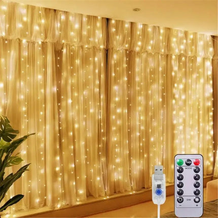 USB Curtain String Lights - 8 Modes LED Fairy Lights