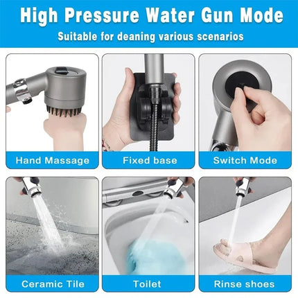 Handheld Shower Head Filter 3 Modes High Pressure Massage Spa Water Saving with ON/OFF Switch for Bathroom