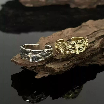 2026 Creative Venus Half Mask Ring For Men Vintage Carving Opening Adjustable Ring Fashion Jewelry Gifts