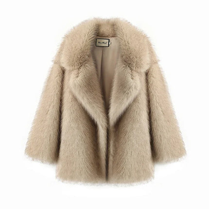 Gradient Faux Fur Coat - Oversized Winter Jacket